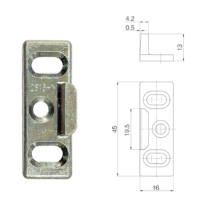 Vấu hãm cửa mở quay - Góc chính diện