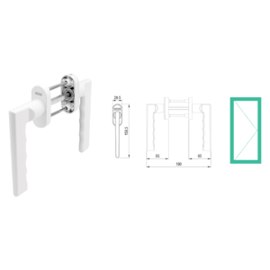 Tay nắm đôi cửa đi thông phòng REHAU chính diện